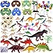 88Pcs Kids Dinosaur Toy Kit Including Assorted Mini Figures, Stamps, Masks, Dinosaur Eggs, Sticker Tattoos and More for Dinosaur Party Supplies