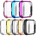 [8-Pack] Screen Protector Case Compatible with Fitbit Versa Lite,All-Around Ultra Slim Soft TPU Plated Cover Scratch-Proof Protective Bumper Shell (8 Colors, Versa lite)