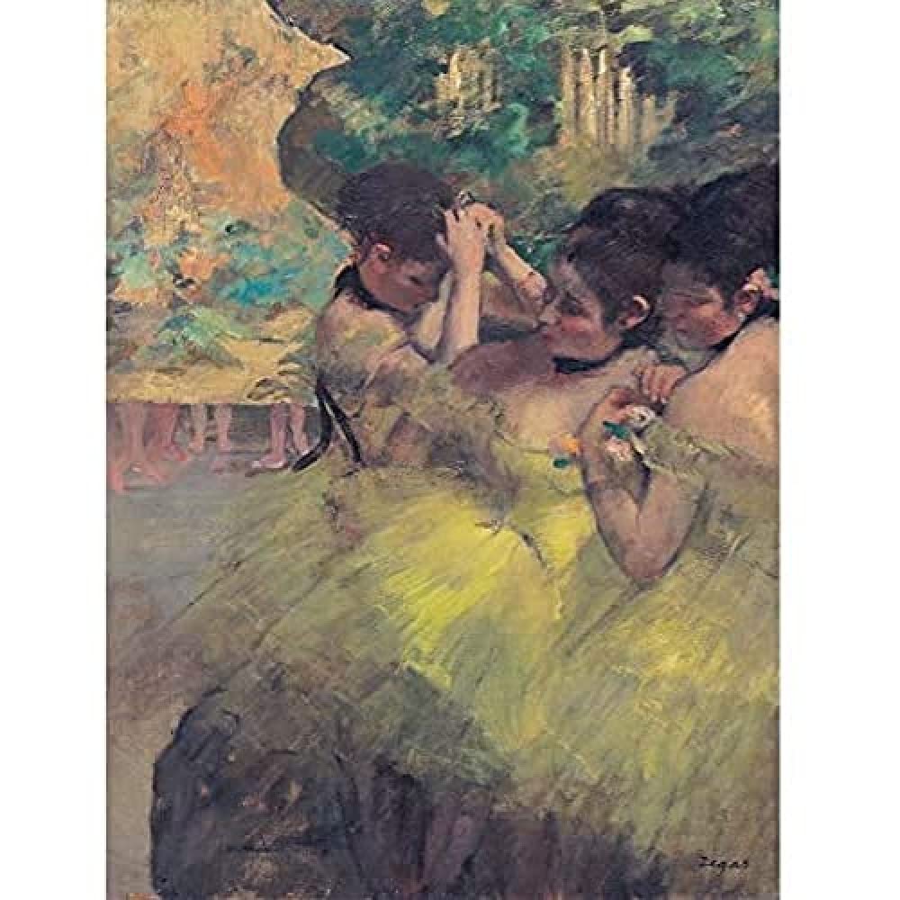 Degas Yellow Dancers In Wings Impressionist Painting Art Print Canvas Premium Wall Decor Poster Mural