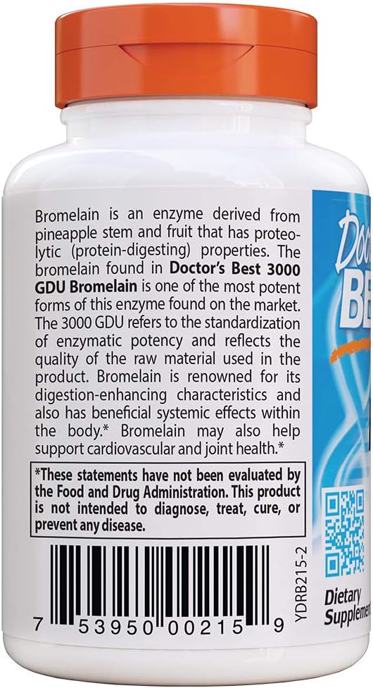 Doctor's Best 3000 GDU Bromelain Proteolytic Digestive Enzymes Supplements, Supports Healthy Digestion, Joint Health, Nutrient Absorption, 500 mg, 90 VC: Health & Personal Care