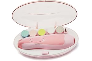 Baby Nail Trimmer, Upgraded Safe Electric Baby Nail Clipper, Electric Manicure Set with 6 Grinding Heads and LED Front Light,