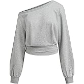 CIDER Off Shoulder Sweatshirt Womens Long Sleeve Casual Pullover Streetwear Fall Trendy Top