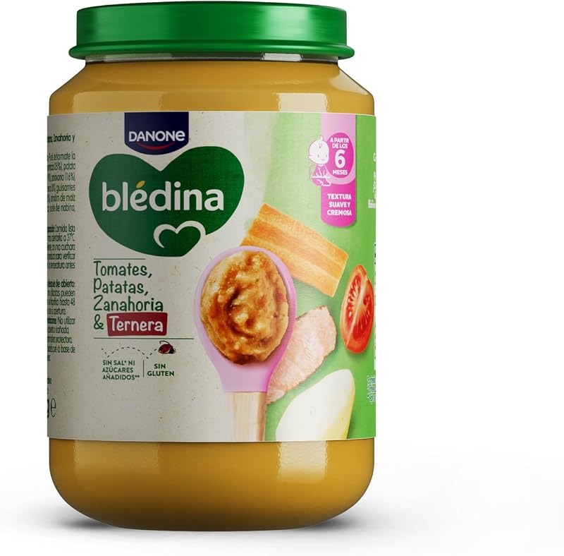 Frascos de tomates, batatas, cenouras e carne de vaca para bebés. Frascos Blédina sem sal ou açúcares adicionados e sem glúten. A partir dos 6 meses, embalar 6x200g — foto 2 de 8