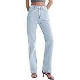 SGIVL Women’s Jeans High Waisted Straight Leg Stretchy Jeans Trendy Wide Leg Casual Fit Denim Pants