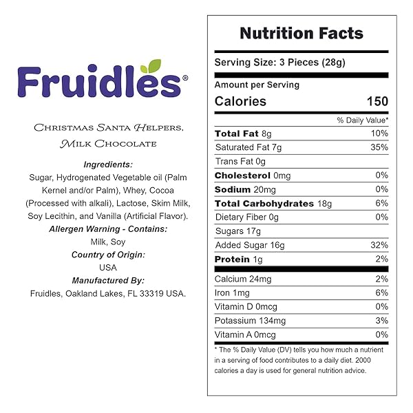 FRUIDLES CHRISTMAS SANTA HELPERS, MILK CHOCOLATE PARTY BAG FILLERS, INDIVIDUALLY WRAPPED FOILS, RESEALABLE BAG, DAIRY – BULK (5 POUNDS)