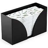 SimplyImagine Black Paper Towel Holder Countertop Dispenser - Acrylic Rectangular Hand Towel Tray & Tissue Box Cover - Bathroom Accessories, C-Fold, Z-Fold & Multifold Napkin Organizer & Storage