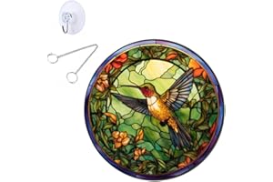 MATIHAY Hummingbird Acrylic Window Hanging, Hummingbird Wall Decor for Hummingbird Lovers, Christmas Birthday Gifts for Mom Grandma (Yellow,L)