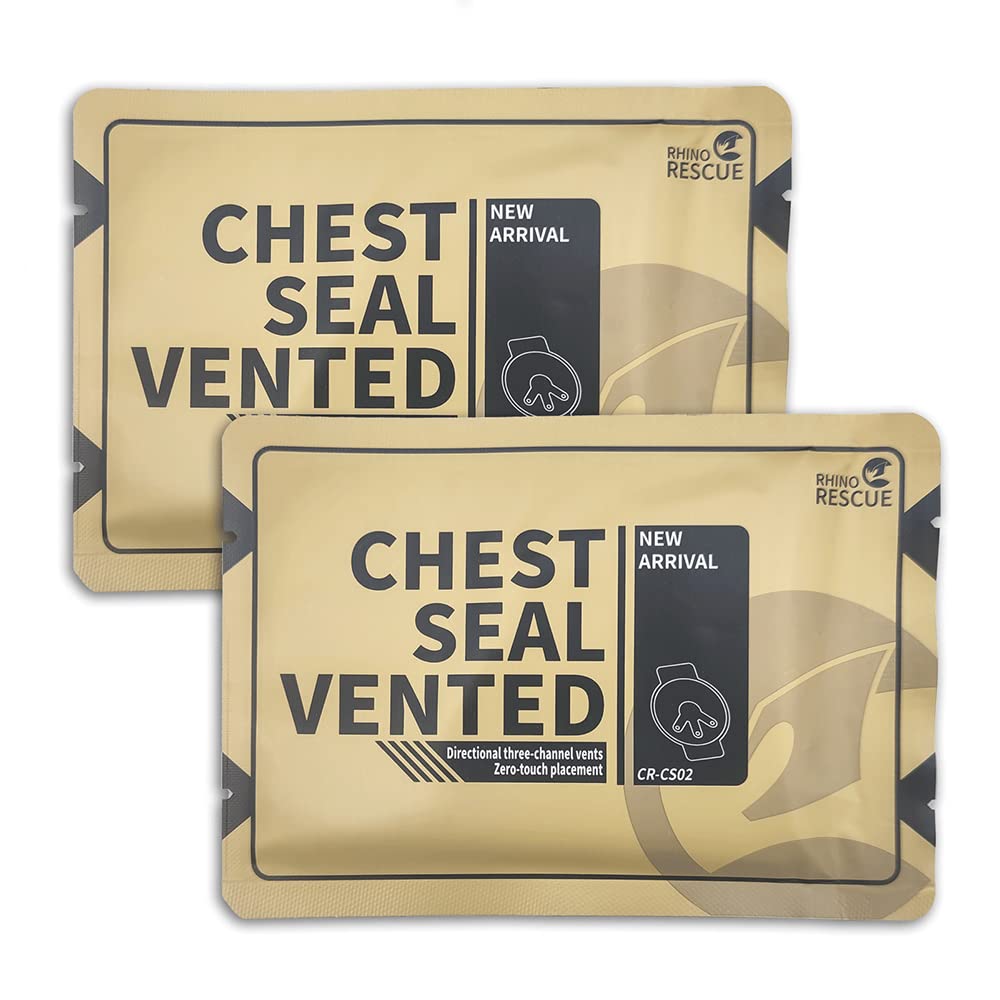 RHINO RESCUE Vent Chest Seal, Emergency Trauma Dressing, First Aid Kit Sterile, Wound Care IFAK Supplies (20 Count)