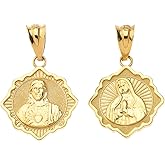 14K, 10K Gold or .925 Sterling Silver Reversible Immaculate Heart/Sacred Heart 2/3” Medallion Pendant - Pendant Only - Choice of Metal