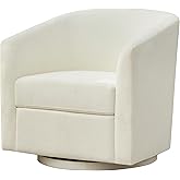 Zihanhome Chenille Swivel Accent Chair, Living Room Chairs, No Assembly Upholstered Armchair, 360°Rotating Barrel Chair for B