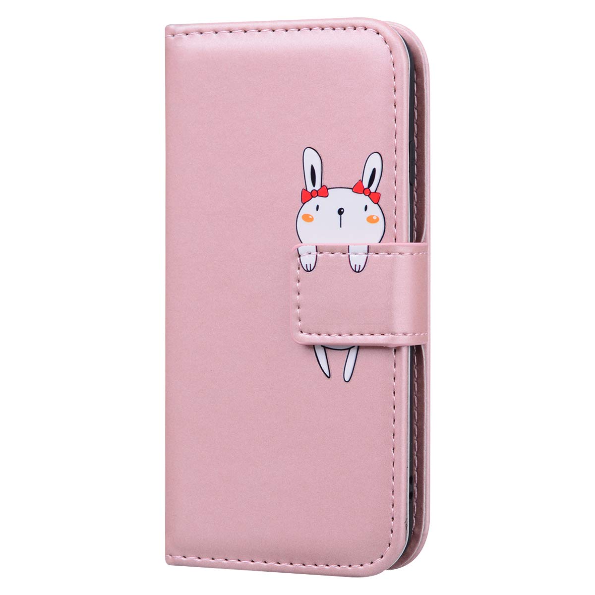 Rostsant iPhone 13 Pro Max Protective Case, Premium PU Leather Flip Case Cover Wallet Stand Function Case Mobile Phone Case for iPhone 13 Pro Max 6.7 Inch - Pink Rabbit — image 1