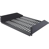 StarTech 2U Vented Server Rack Shelf, 16in, 44lb (CABSHELFV2U-16-RACK) | EIA-310 19in rack and cabinet fit, 20kg, 41.5cm mounting depth, SPCC steel, Passive airflow, Cantilever