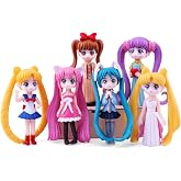 HYSTYLE 6 Pcs Lovely Girl Figurines Mini Girl Figure Cake Topper Car Office Ornament, Landscape Scenes Desktop Decor