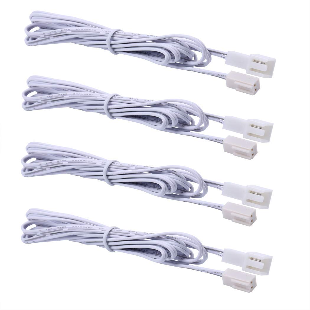 Flexible Extension Cables for AIBOO RF Wireless Control LED Under Cabinet Lighting Kit White Cords 1.5m (60 inch) Extension Cords (4 Packs)