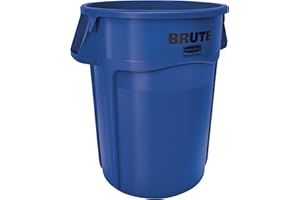 Rubbermaid Commercial Products BRUTE Heavy-Duty Round Trash/Garbage Container, 44-Gallon, Blue, for Landscapers/Construction Sites/Restaurants/Back of House/Offices/Warehouses/Commercial Environments
