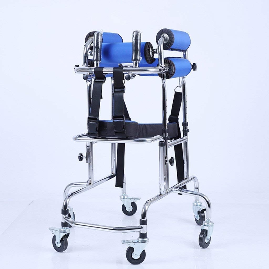 HJW Walking Aid Auxiliary Children Lower Limb Training and Rehabilitation Equipment/Rehabilitation Equipment/Standing Walk Stand/Walk Aid/Walker/Stand Frame with Seat Wheel,a