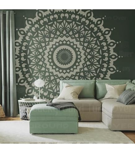 Plantilla Decorativa Rococó Damasco 70 Cm | Estarcido Pared Muebles Yeso | Reutilizable Grande Para Pintar