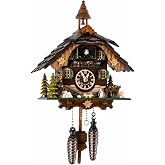 Cuckoo Palace Saint Bernard Chalet Cuckoo Clock &ndash; 32 cm Quartz Clock, Traditional Black Forest House Design, Brown