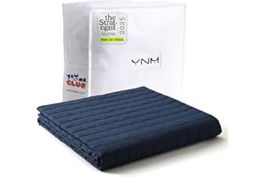 YnM 7lbs Weighted Blanket for Adults, Cotton Heavy Bed Throw Blanket with Cooling Glass Beads for All Season Use, Ideal for ~60lbs (41x60 Inches, Twin Navy)
