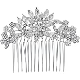 Hapibuy Crystal Bridal Wedding Hair Comb Silver Wedding Headpiece Hair Clip For Bride and Bridesmaid
