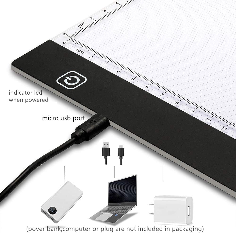 A4 Light Table，Drawing Calligraphy Practice，Light Box Tracer，LED Artists Light Box，CT Film Viewing，Professional Animation Copy Gift(A4-Rimless)