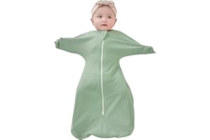 ZIGJOY Baby Transitional Swaddles for Newborns: 0.5 Tog Arms Up Sleep Sack 3-6-12 Months Soft Cotton Shark Fin 2 Way Zipper