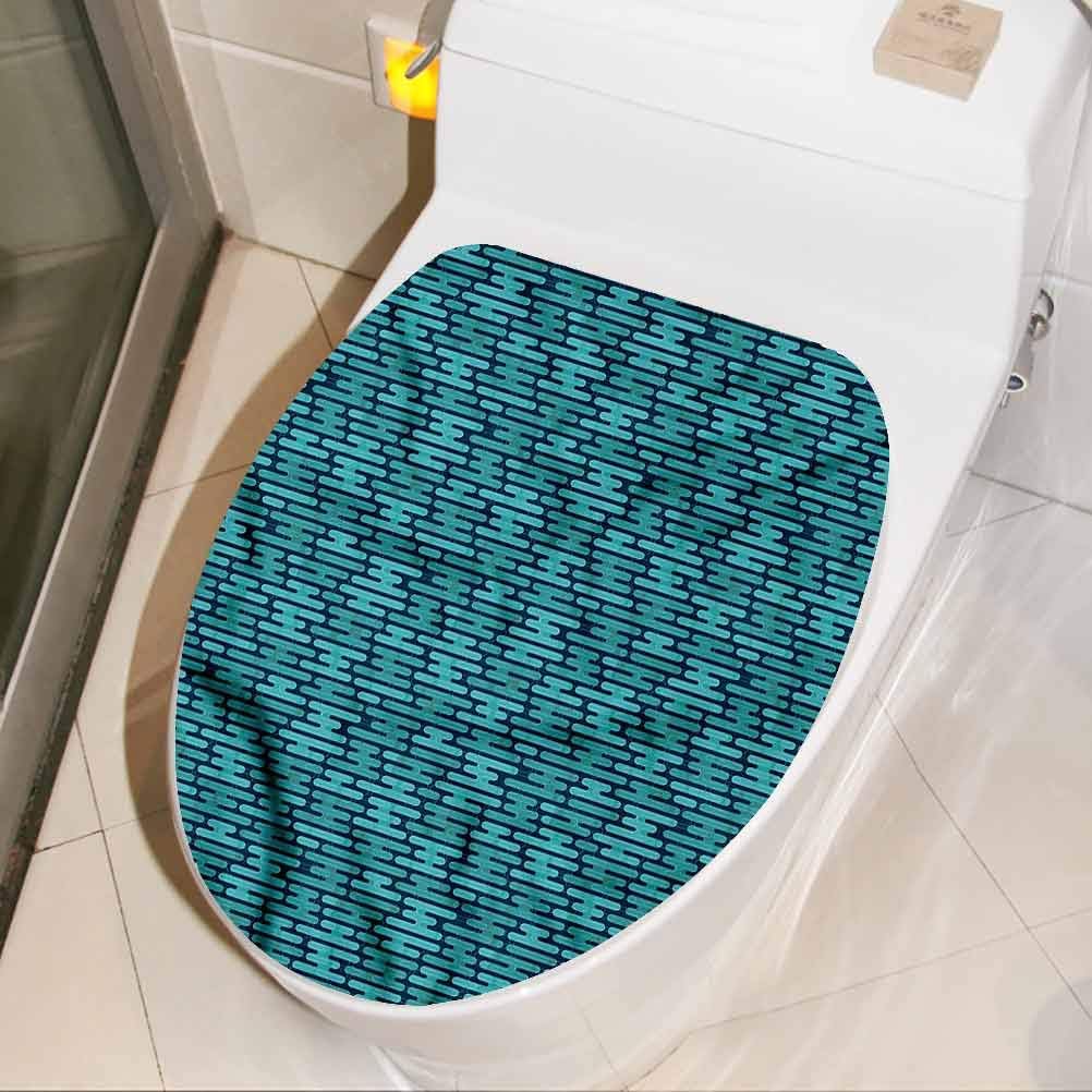 Toilet Seat Decals Abstract, Puzzlelike Pieces Artsy Bathroom Toilet