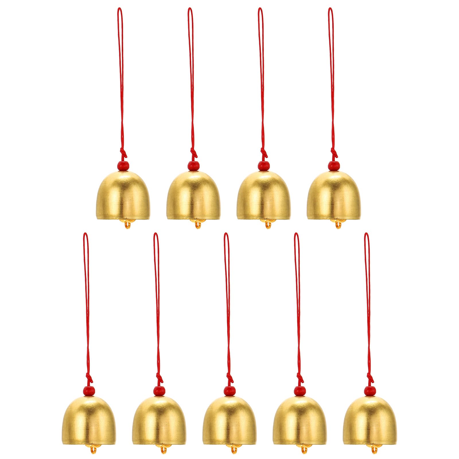 PATIKIL 9 Pcs Wind Chime, Hanging Bells Temple Bells Retro Outdoor Hanging Metal Chinese Wind Chime Round for Outside Garden Camping, Gold Red