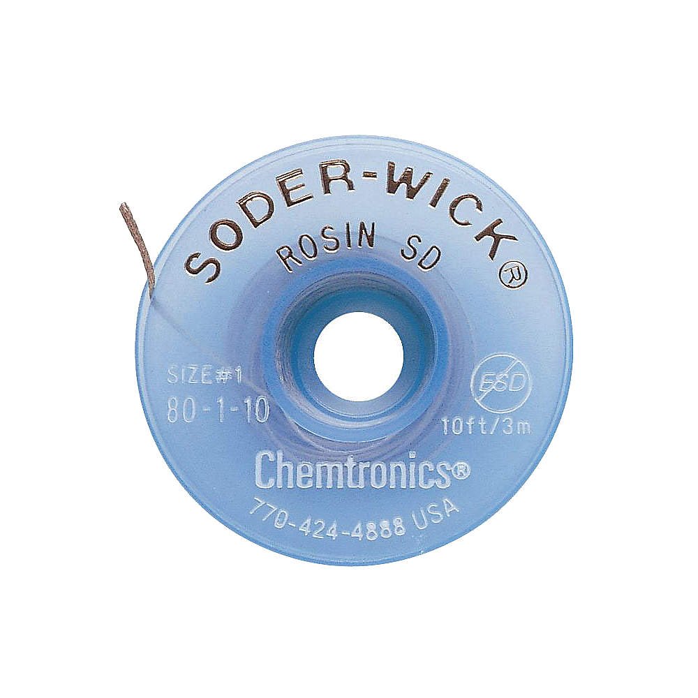 Chemtronics 80-1-10 Braid, DESOLDERING, Rosin SD, 10FT