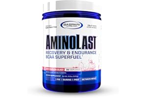 Gaspari Nutrition Aminolast, Recovery and Endurance BCAA Superfuel, 2:1:1 Amino Acid Ratio, Fueled with Electrolytes (30 Servings, Watermelon Blast)