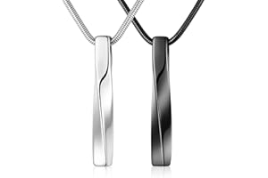 ABOOXIU 2 PCs Cremation Jewelry for Ashes Twist Bar Urn Necklace for Ashes Cremation Memorial Jewelry Stainless Steel Ashes Jewelry Keepsakes For Women Men