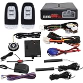 EASYGUARD EC010-MS PKE car Burglar Alarm Passive keyless Entry with Push Button Start &amp; Remote Starter, Microwave Sensor Shock Alarm Warning DC12V