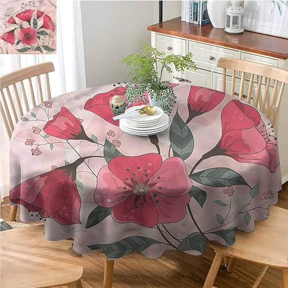 Elxmzwlob Romantic Valentines Day Tablecloth42 Inch Round Tablecloths