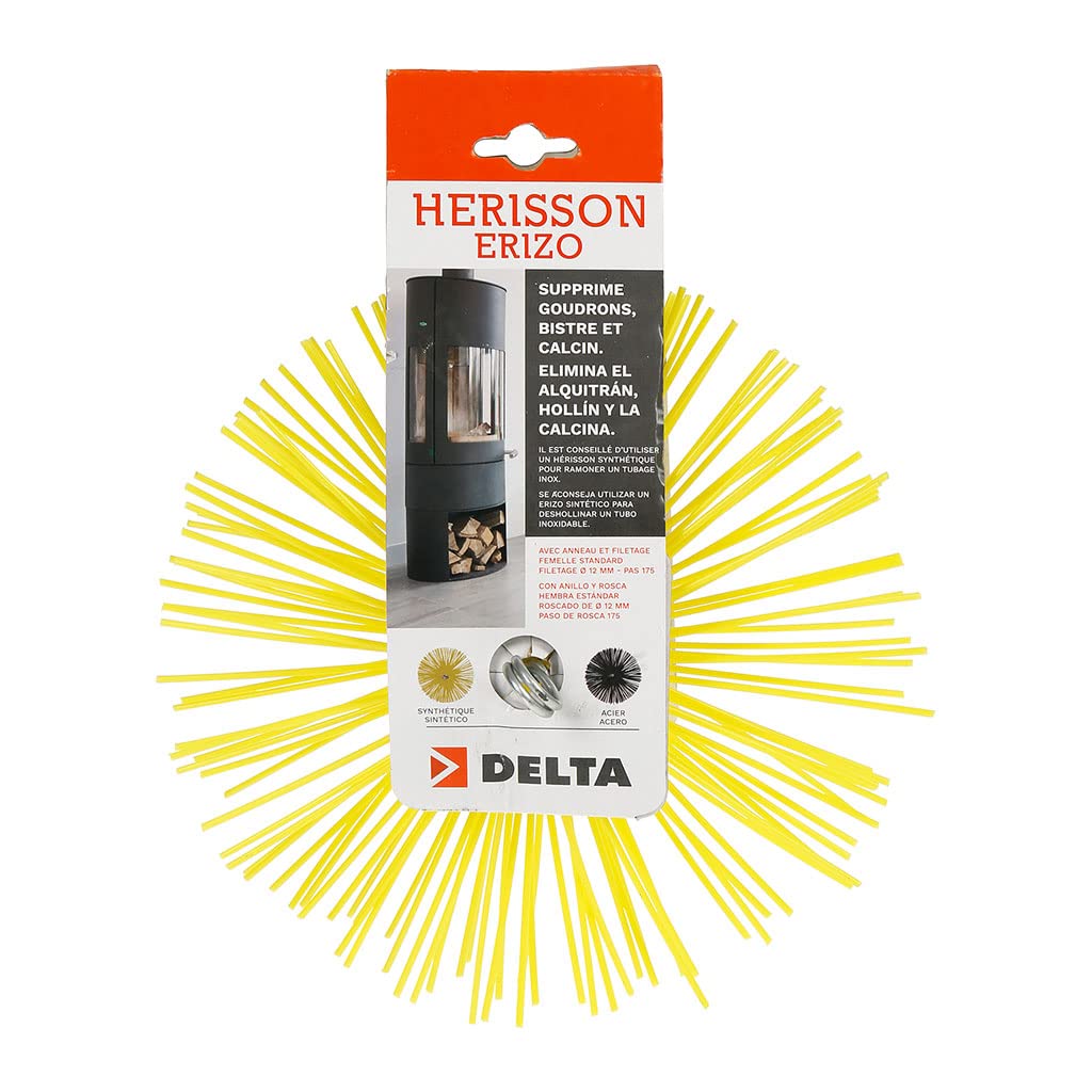 RUECAB Chimney Sweeping Brush with M12 mm Standard Female Thread Ring, Synthetic Bristles, Suitable for Unsheathed Duct and Drain Unblocker Diameter 250 mm