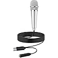 USB C Mini Karaoke Microphone for Android Phone, Laptop, Tablets Small ASMR Microphone for Voice Video Recording Singing, Vlogging, Podcasting YouTube (1 PCS Silver)