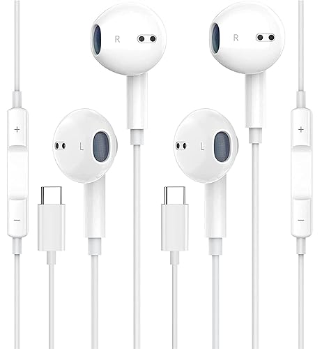 Pack-USB C Headphones for iPhone 15 Type C Earbuds Wired