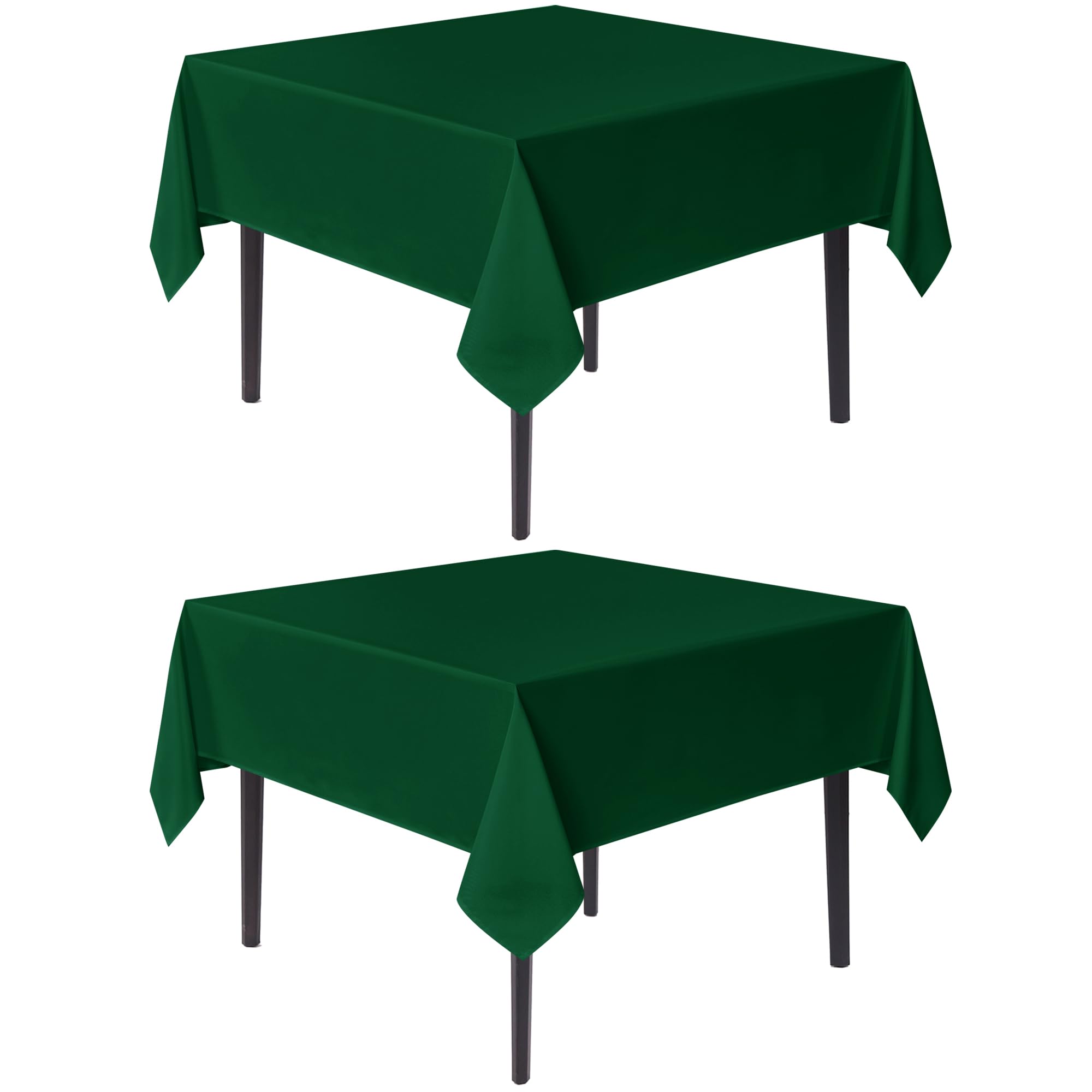 Photo 1 of sancua Square Tablecloths 85x85 Inch Hunter Green, 2 Pack - Fabric Table Cloth for Square or Round Tables, Washable Polyester Table Cover for Christmas Dinner, Holiday Party, Display Tables