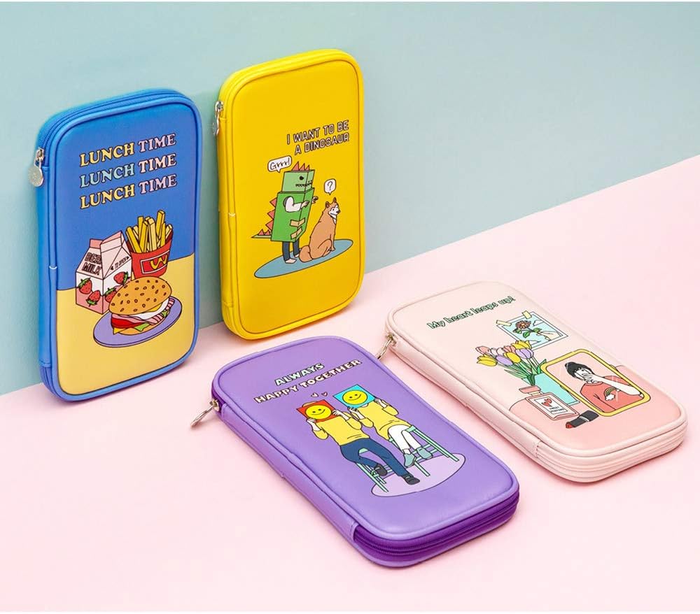 Amazon Ardium Color Point Flat Pouch ペンケース 韓国 ペンポーチ 筆箱 文房具 Pink ペンケース 文房具 オフィス用品