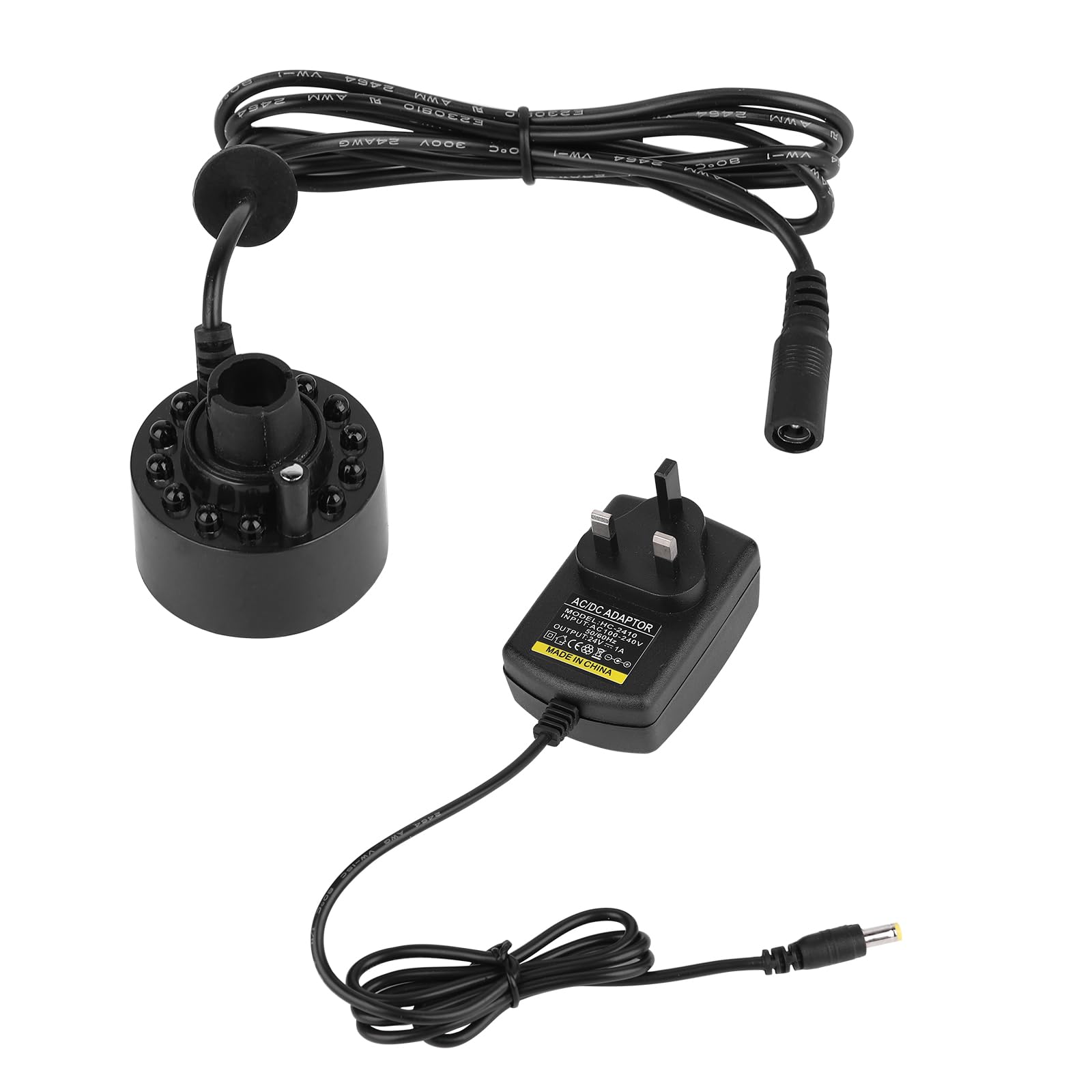 Jasfyee Ultrasonic Atomizer, Fountain Pond Ultrasonic Atomizer with 12 LED Lights, 500 ML/H Fountain Mist Maker with 24 V Adapter for Fountain Pond Bonsai Rockery Sink