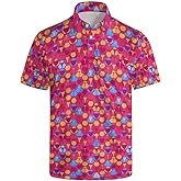 Men's Funny Golf Shirts Hawaiian Polo Shirts 80S Flashes Polo Shirts Funny Hawaiian Beach Summer Golf Polo Shirts