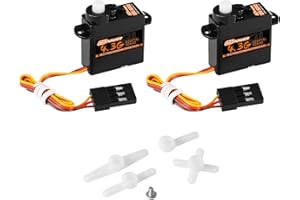 DSPOWER 2PCS 4.3G Mini Servo, RC Micro Digital Servo Motor Coreless Steering Servos for Fixed-Wing Helicopter Airplane Drone 1/24 1/28 RC Car SCX24 Boat Robot Toy