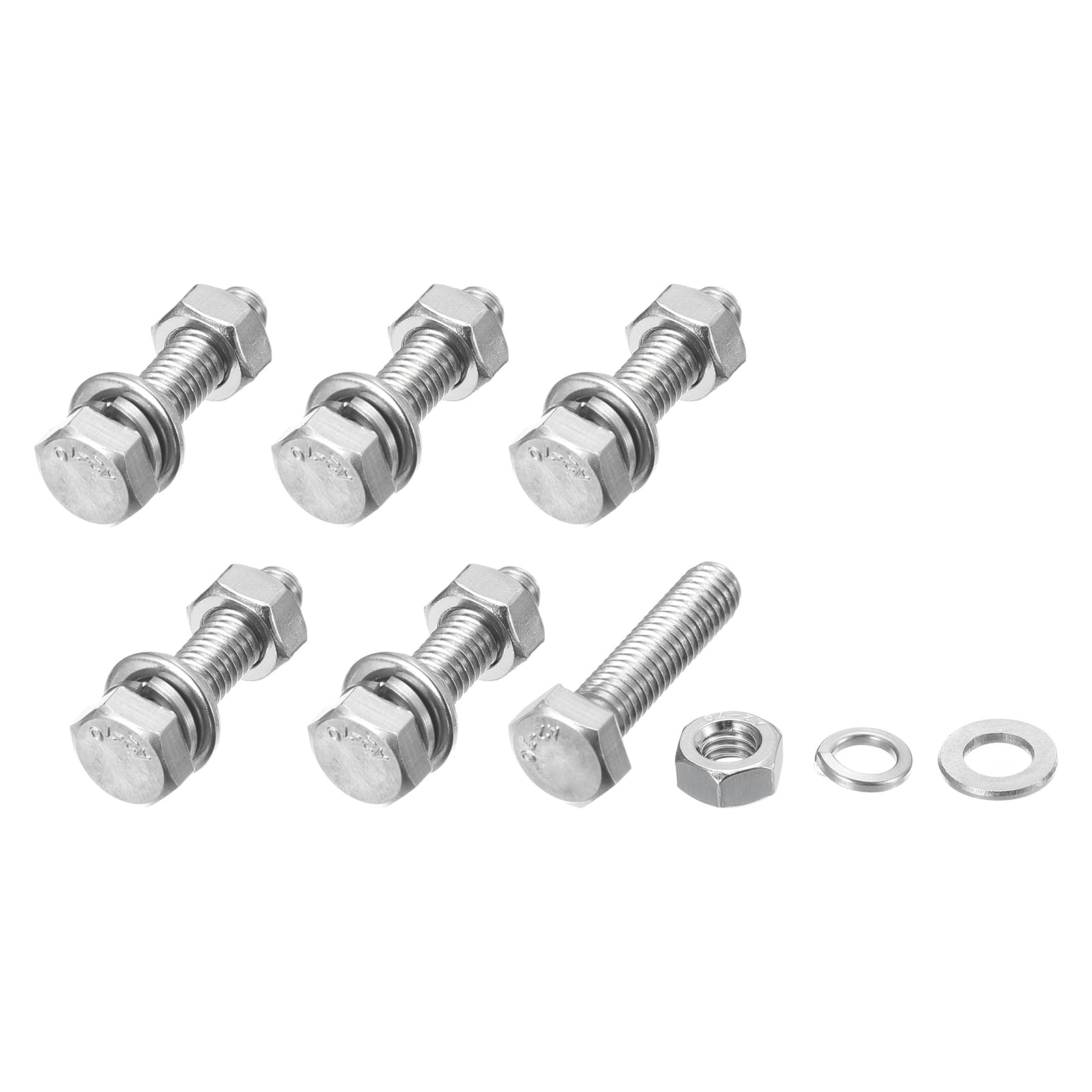 METALLIXITY Hex Head Screws Bolts, Nuts, Flat & Lock Washers Kits (M6-1x25mm) 6 Set, Stainless Steel Fully Threaded Machine Screws Bolt Set - for Home Appliance Equipment