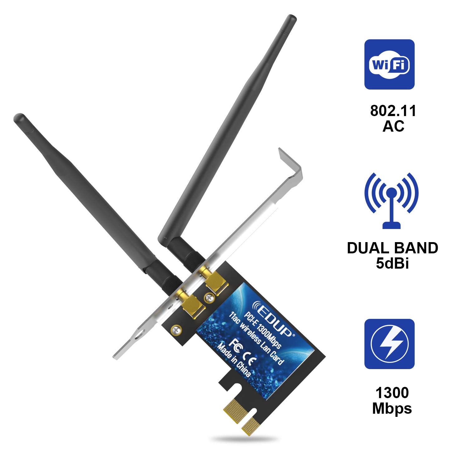 PCI Express WiFi Card AC1300 PCIe Wireless Adapter 2.4/5GHz Dual Band USB... eBay