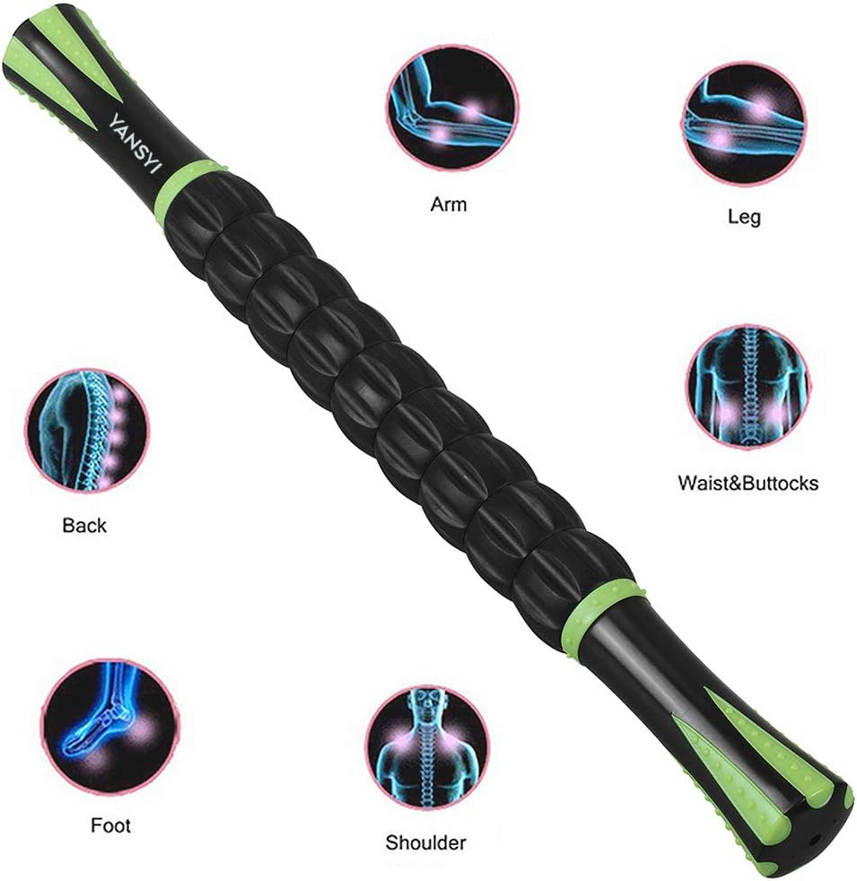 Yansyi Muscle Roller Stick for Athletes - Body Massage Roller Stick - Release Myofascial Trigger Points Reduce Muscle Soreness Tightness Leg Cramps & Back Pain for Physical Therapy & Recovery (Black): Health & Personal Care