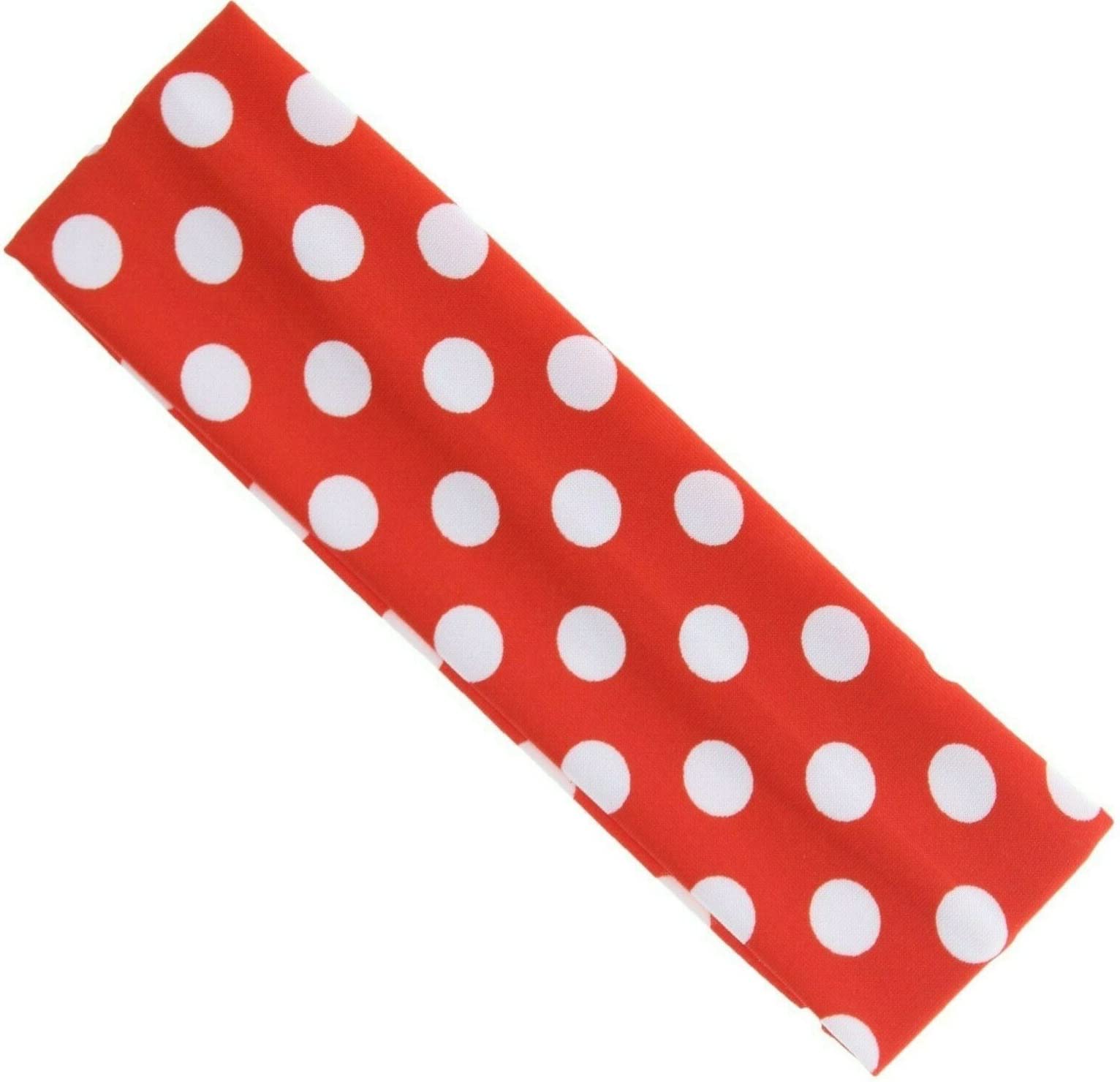 Topkids Accessories Yoga Headband 5cm 6cm (2" / 2.4") Head Band Kylie Hairband Hair Band Hair Bandeau Stretchy Elastic Gym Sports Fabric For Women, Men and Boys, Girls (6cm / 2.4", Red Polka Dot)