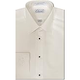 OmegaTux Men's Microfiber Tuxedo Dress Shirt Laydown Collar, Non Pleat