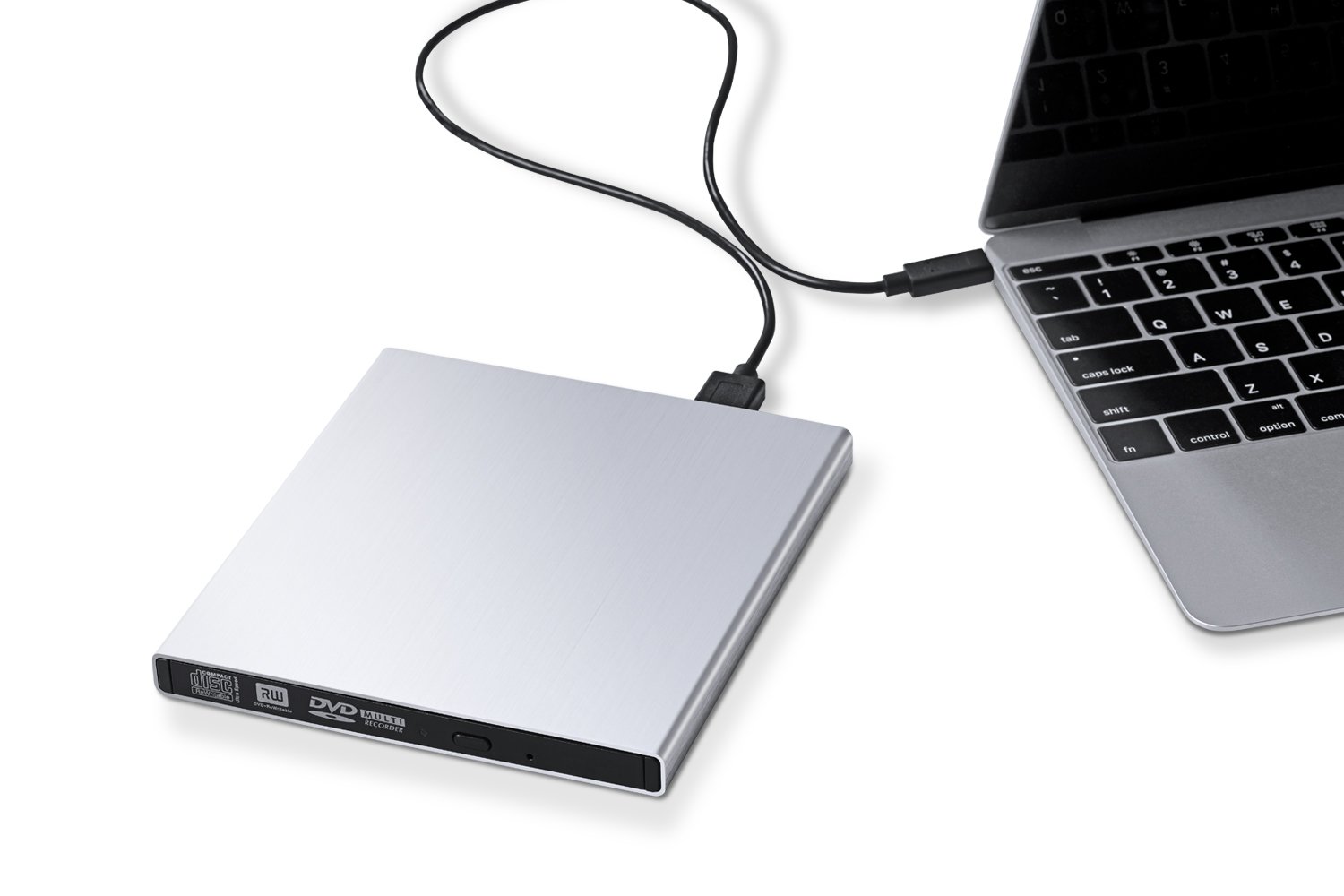 aPrime Metallic External CD DVD RW SuperDrive for MacBook 12” Retina,  MacBook Pro w/Touch Bar 2017/2018, New iMac (Pro) and MacBook Air Late 2018  (Silver)