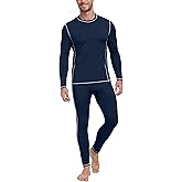 PrinStory Men's Thermal Underwear Long Johns - Cold Weather Base Layer Set Elasticity Top and Bottoms for Men S-2XL