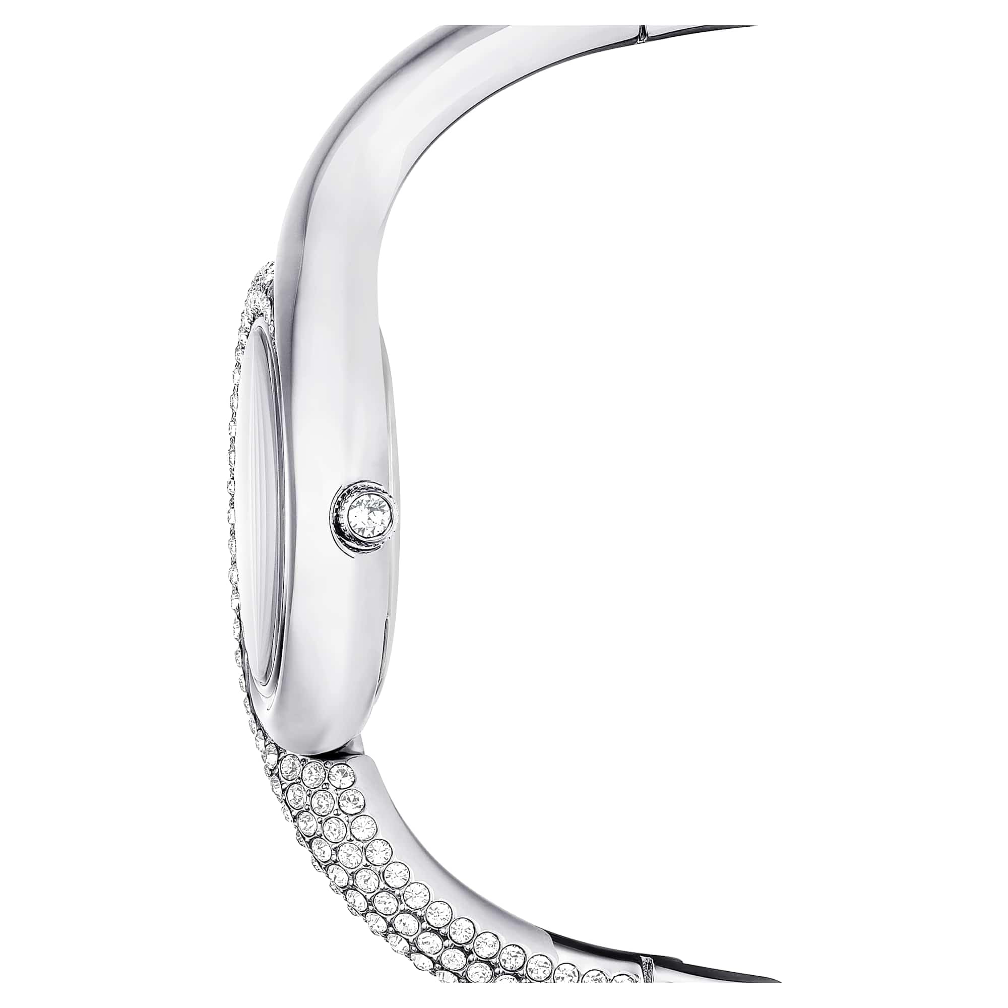Swarovski Dextera Asymmetric Watch, Swiss-Made & Water-Resistant Stainless Steel Watch in a Silver-Tone Finish with Clear Crystals and Metal Bracelet Strap, Part of The Dextera Collection