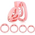Male Chastity Device Cock Cage - UTIMI Lightweight Vertical Invisible Lock Chastity Cage for Men with 4 Active Rings & 2 Keys Adult Sex Toys for Male Penis Exercise and Abstinence | Pink | Large Size